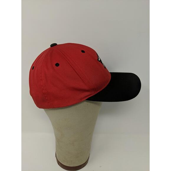 Pacific Headwear 302C Pro Model Strapback Hat Embroidered P Logo Red & Black - Picture 4 of 11